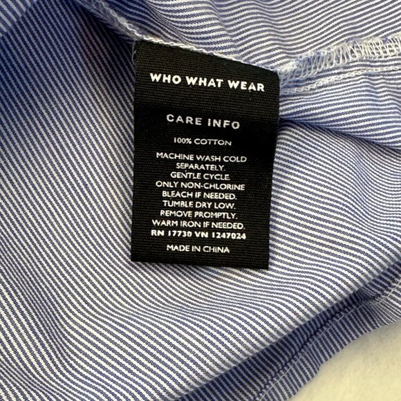 Who What Wear Blue White Striped Smocked Midi Dress Ruffle Straps XS Cottagecore - Picture 7 of 10